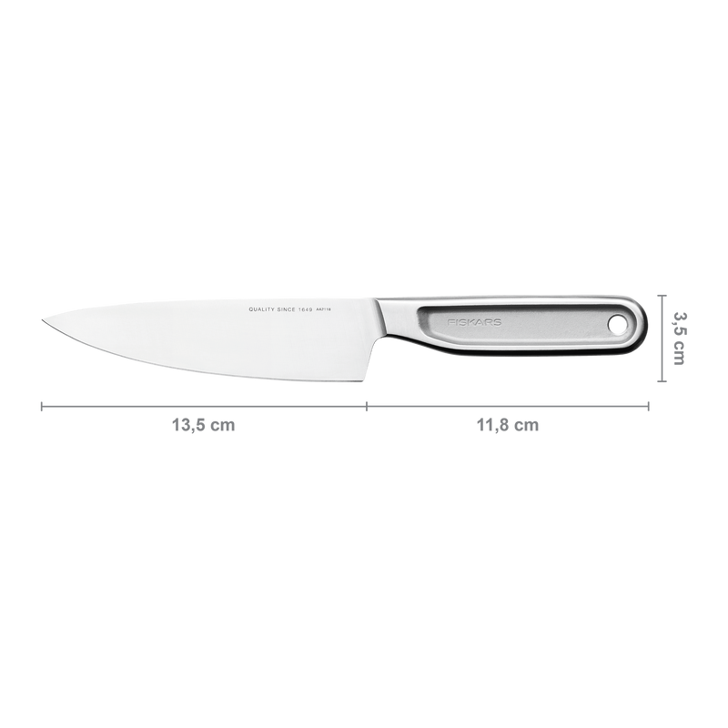 Knife with dimensions labeled on a white background