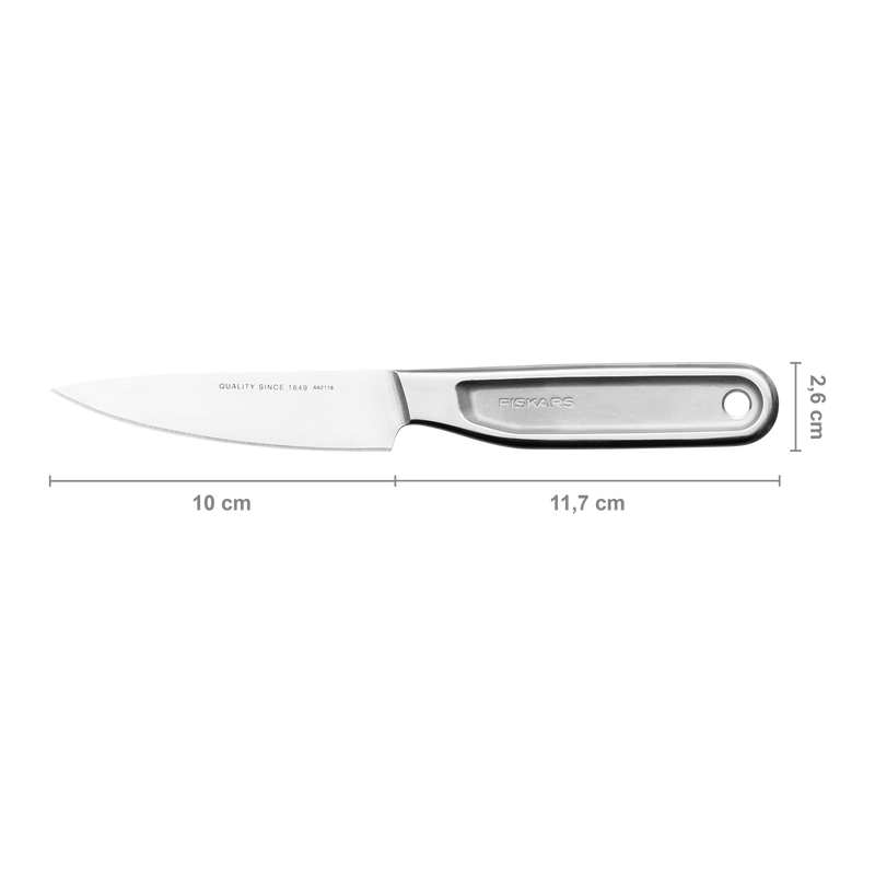 Fermlans knife with dimensions on a white background