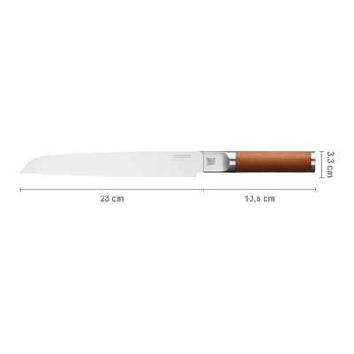 Knife with dimensions labeled on a white background