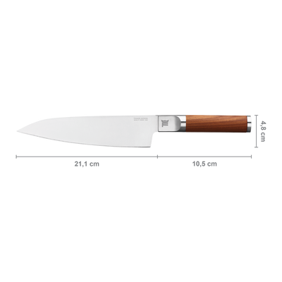 Knife with dimensions labeled on a white background
