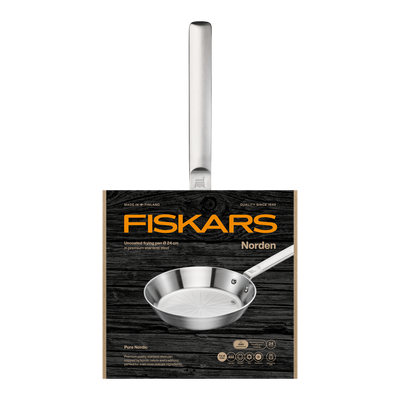 Fiskars Norden frying pan packaging on a white background