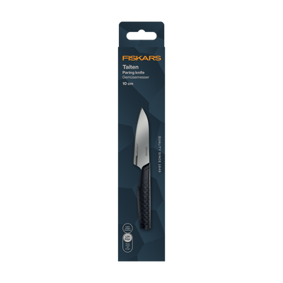 Fiskars Taiten paring knife packaging on a white background