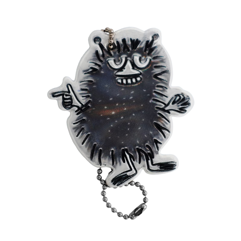 Monster-shaped keychain with a chain on a white background