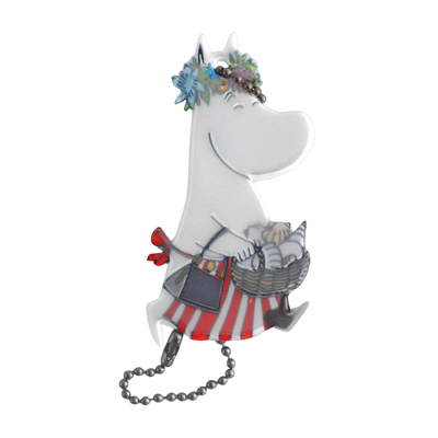 Cartoon character with a flower crown and a basket on a white background
