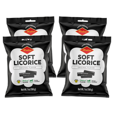 Halva Finnish Soft Licorice Original Black, 4 Pack