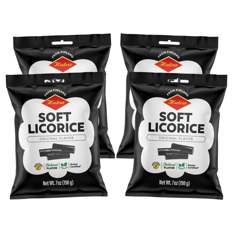 Halva Finnish Soft Licorice Original Black, 4 Pack