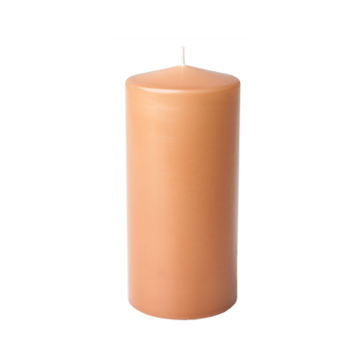 Beige candle on a white background