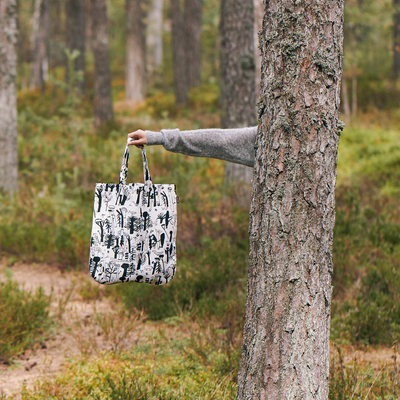 Kauniste Woodlands black and white Tote Bag