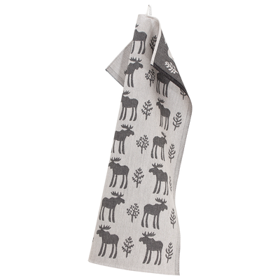 Lapuan Kankurit Hirvi Kitchen Towel, linen/black