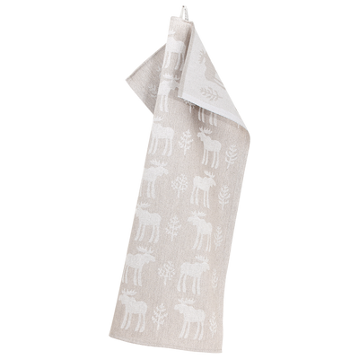 Lapuan Kankurit Hirvi Kitchen Towel, linen/white