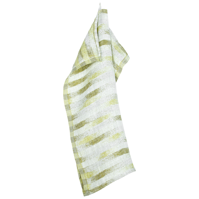 Lapuan Kankurit Hohto Linen Kitchen Towel, white/green