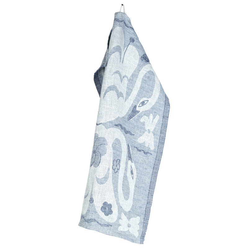 Lapuan Kankurit Kaksin Kitchen Towel, white/blue