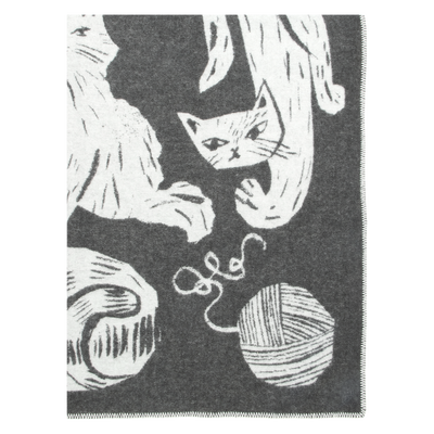 Lapuan Kankurit Kissanpäivät Wool Blanket, dk.grey/white