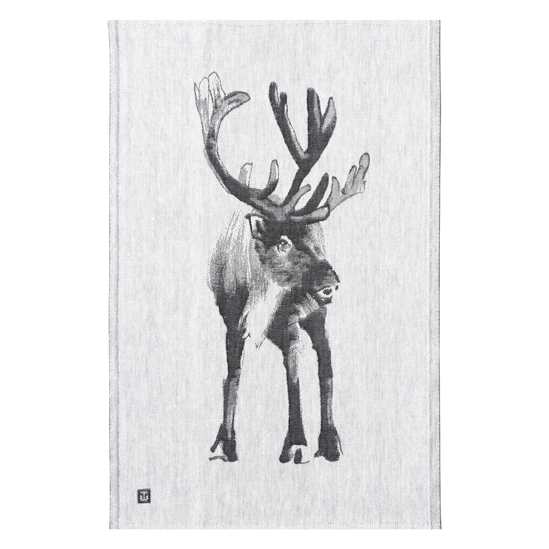 Lapuan Kankurit reindeer Kitchen Towel, white/black