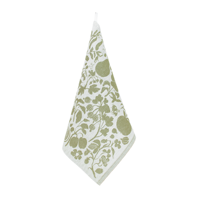 Lapuan Kankurit Puutarha Linen Napkin, white/olive