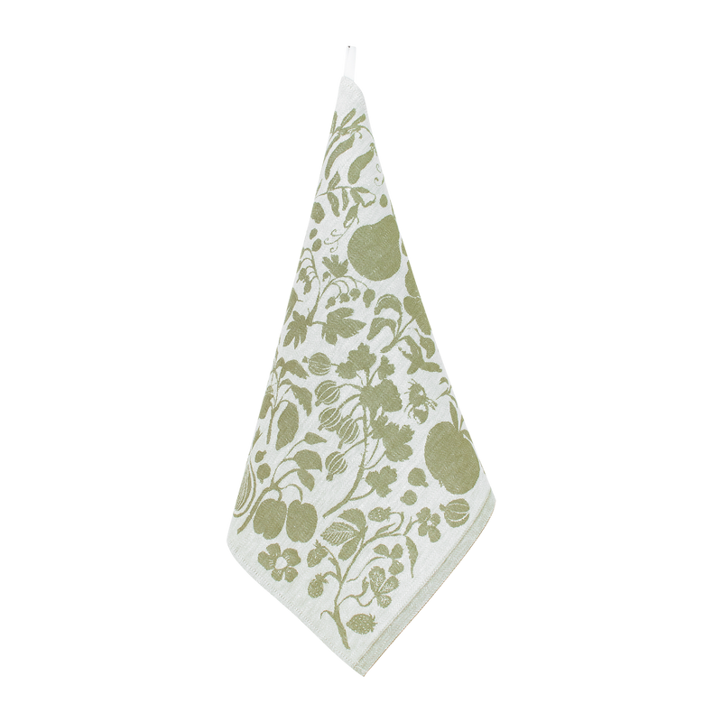 Lapuan Kankurit Puutarha Linen Napkin, white/olive