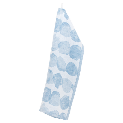 Blue patterned towel on a white background