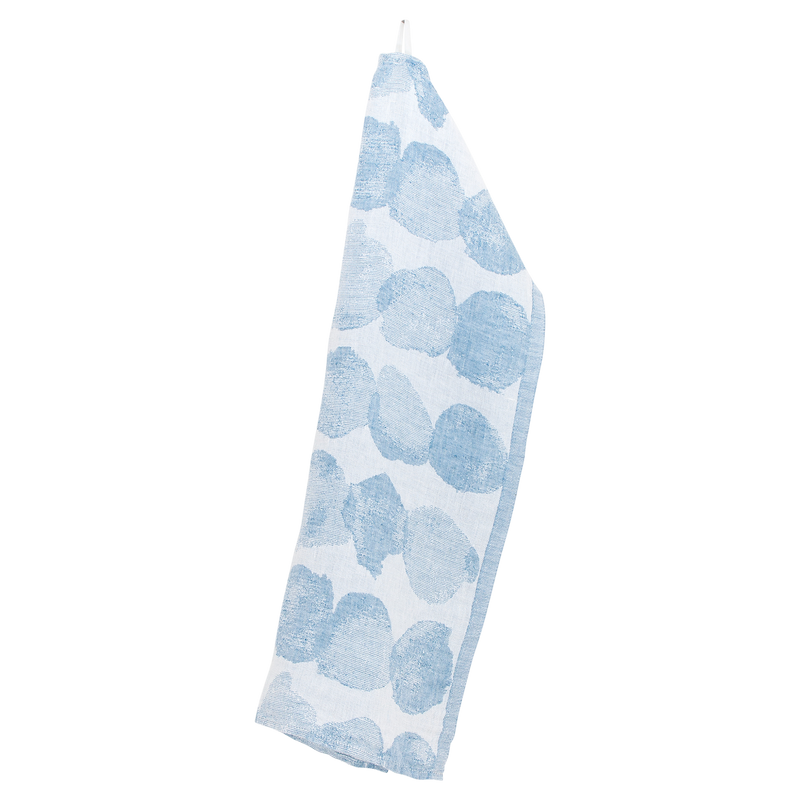 Blue patterned towel on a white background
