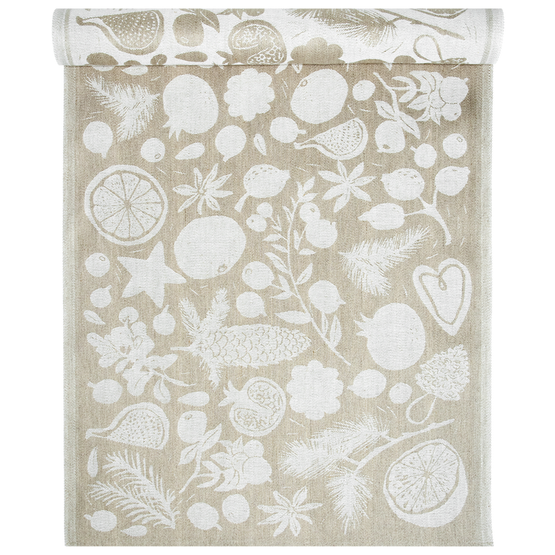 Lapuan Kankurit Talven Tuoksut Table Runner, linen/white