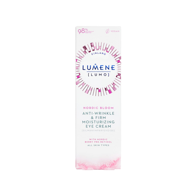 box containing .5 oz of Lumene Bloom Anti-Wrinkle & Firm Moisturizing Eye Cream