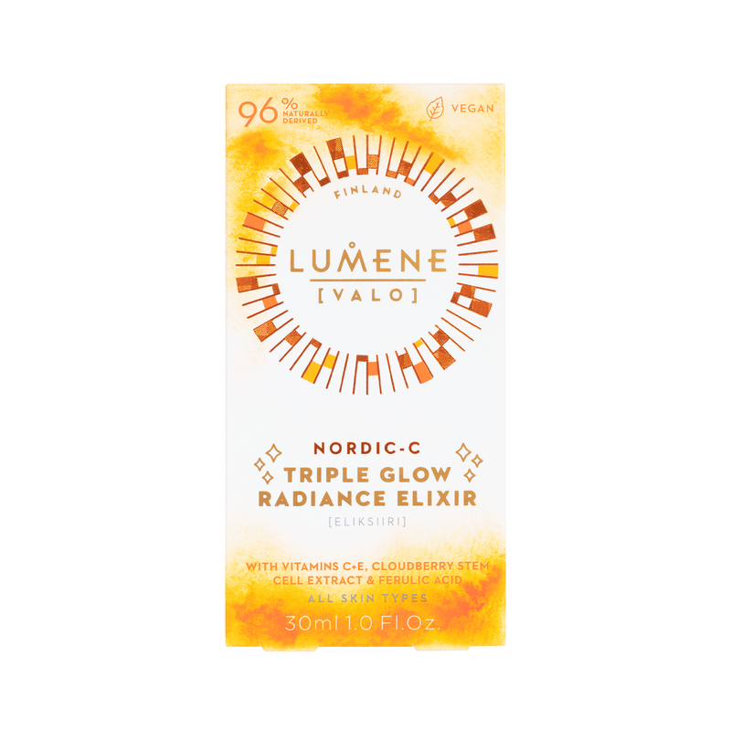 boxed packaging for Lumene Nordic-C Triple Glow Radiance Elixir