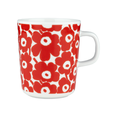 Marimekko 60th Anniversary Pikkuinen Unikko Mug, white/red