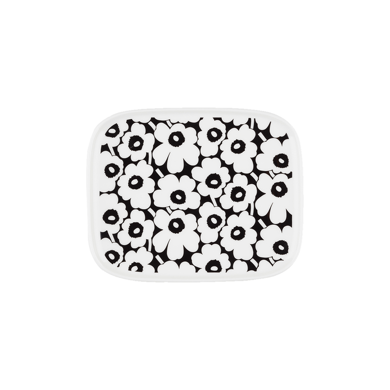 Marimekko 60th Anniversary Pikkuinen Unikko Small Rectangular Plate, black/white