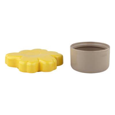 Marimekko 60th Anniversary Unikko Collectible Jar, yellow/brown with lid