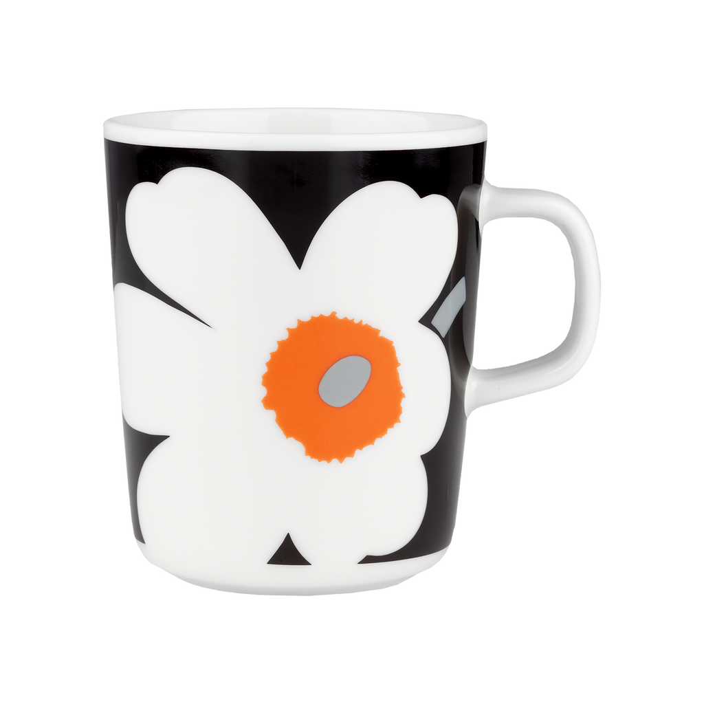 Marimekko 60th Anniversary Unikko Mug, white/black/orange – Touch