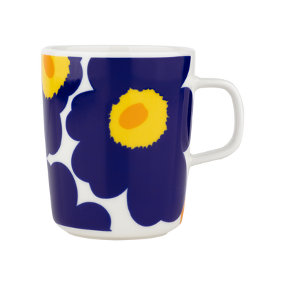Marimekko 60th Anniversary Unikko Mug, white/dk.blue/yellow