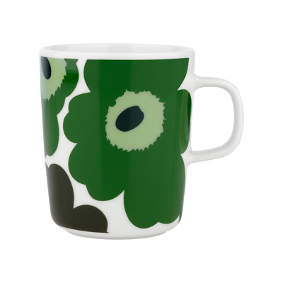 Marimekko 60th Anniversary Unikko Mug, white/green/dark/green