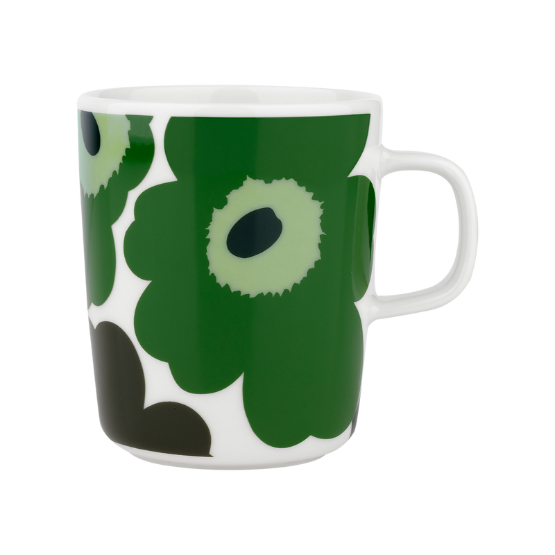 Marimekko 60th Anniversary Unikko Mug, white/green/dark/green