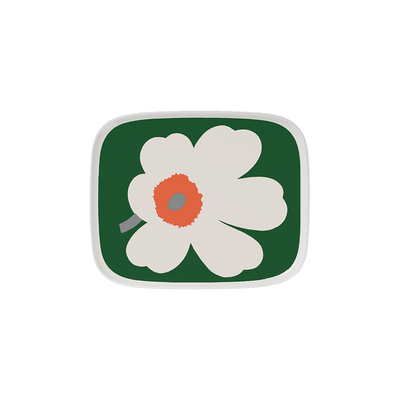 Marimekko 60th Anniversary Unikko Small Rectangular Plate, white/green/orange