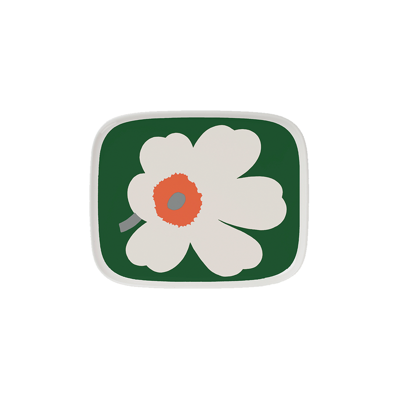 Marimekko 60th Anniversary Unikko Small Rectangular Plate, white/green/orange