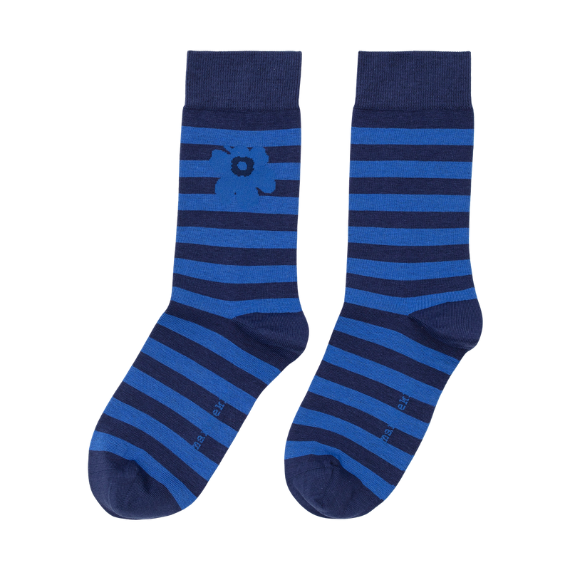 Marimekko Kasvaa Tasaraita Unikko Socks, blue