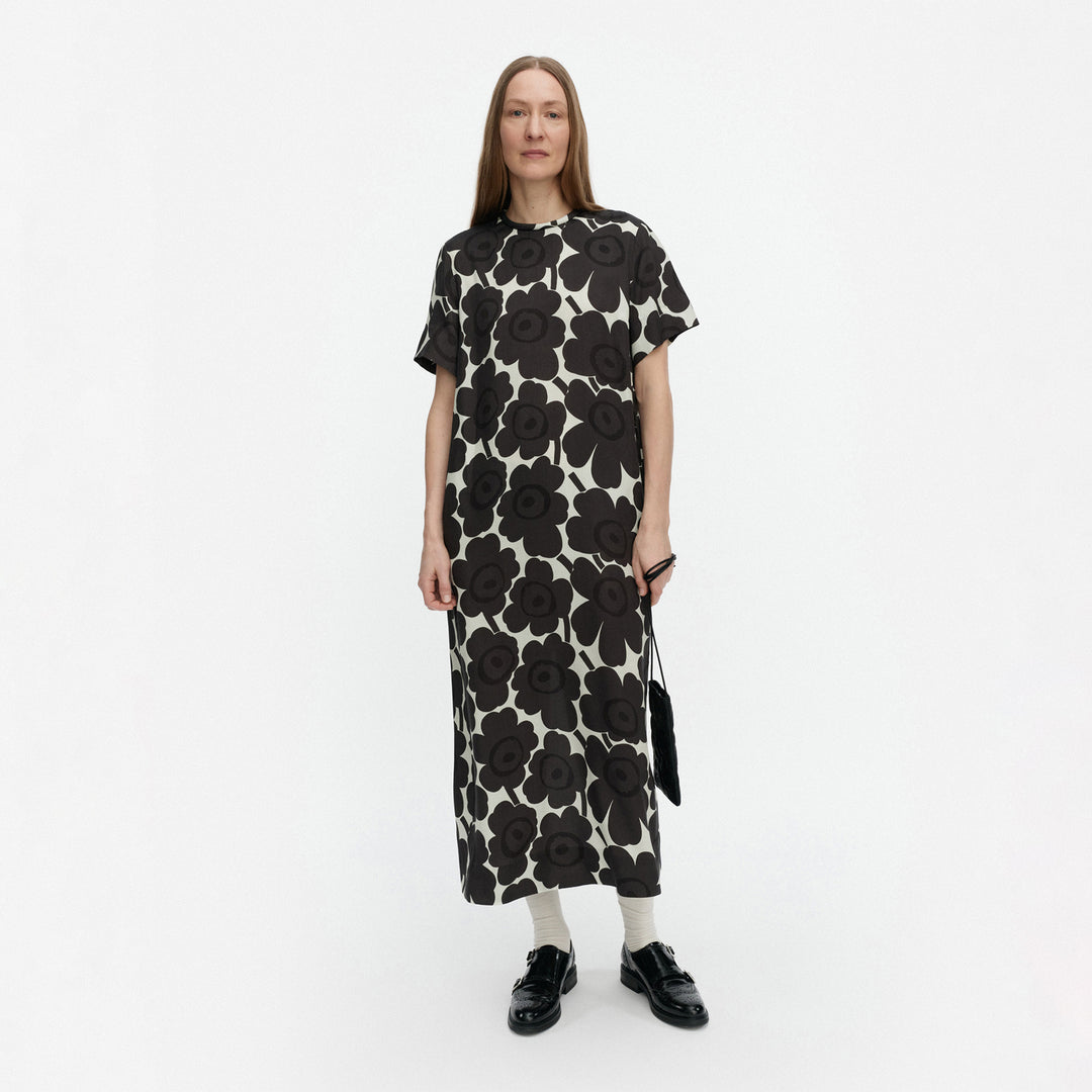 Marimekko Kuvaelma Unikko Dress Dark Gray/Off-White 38