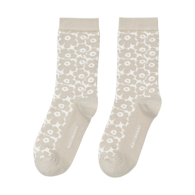 Marimekko Linjaus Pikkuinen Unikko Socks, beige/white