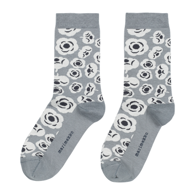Marimekko Linjaus Tumma Unikko Socks, lt.grey/off-white/grey