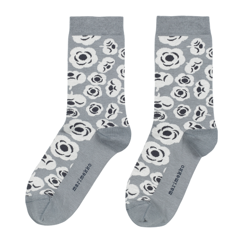 Marimekko Linjaus Tumma Unikko Socks, lt.grey/off-white/grey
