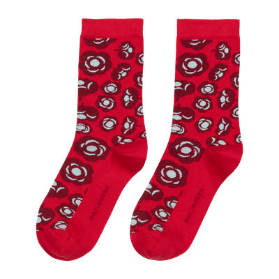 Marimekko Linjaus Tumma Unikko Socks, red/dk.red/mint