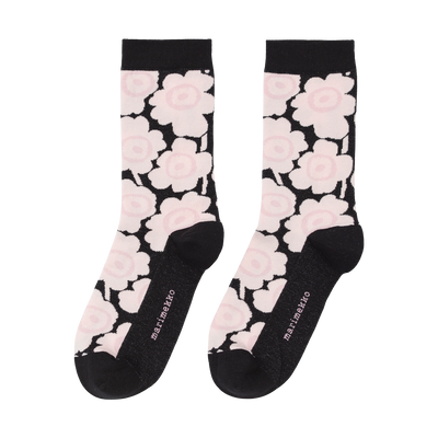 Marimekko Linjaus Unikko Socks, pink/black