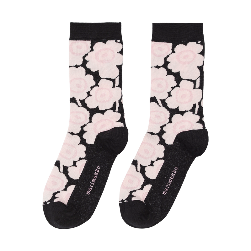 Marimekko Linjaus Unikko Socks, pink/black