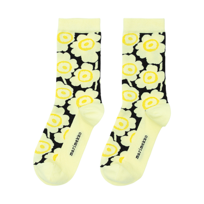 Marimekko Linjaus Unikko Socks, yellow/black