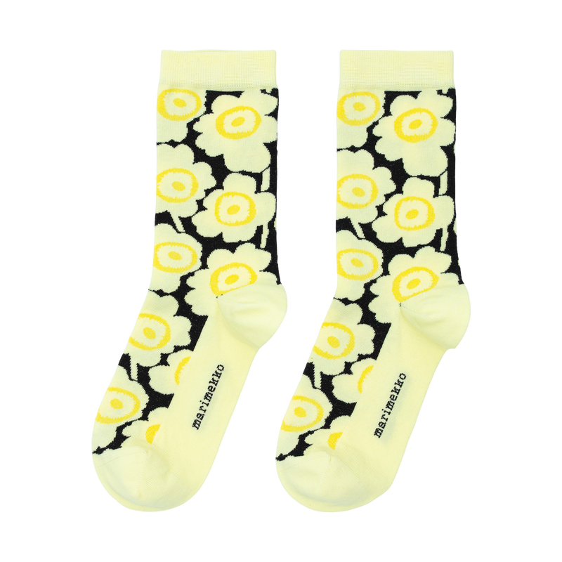Marimekko Linjaus Unikko Socks, yellow/black