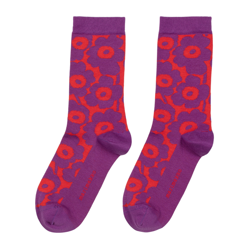 Marimekko Linjaus Unikko Unikko Socks, violet/red