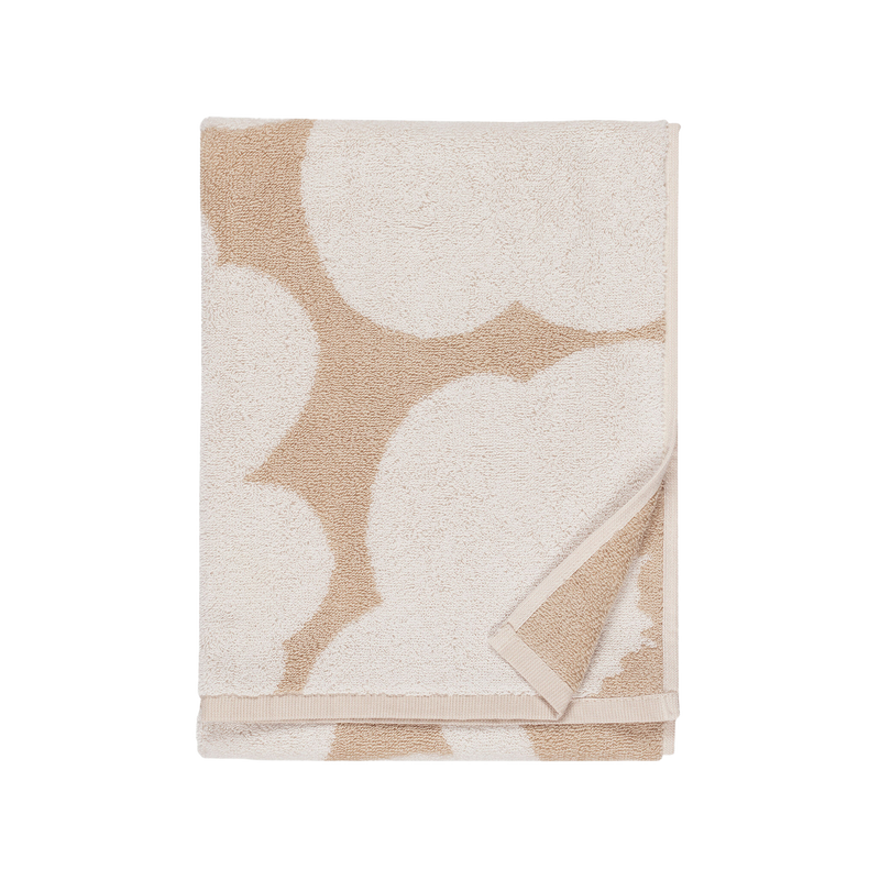 Folded Marimekko Unikko Hand Towel, beige/white