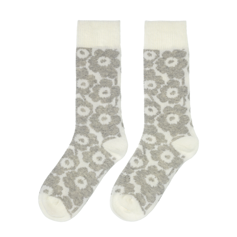 Marimekko Oras Unikko Socks  light grey white
