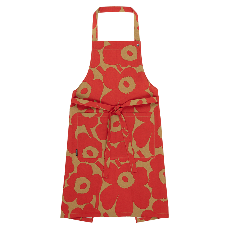 Marimekko Pieni Unikko Apron red brown