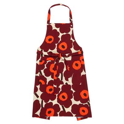 Marimekko Pieni Unikko Apron, vanilla/wine/red