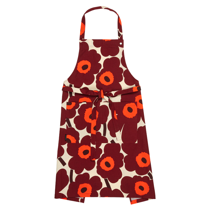 Marimekko Pieni Unikko Apron, vanilla/wine/red